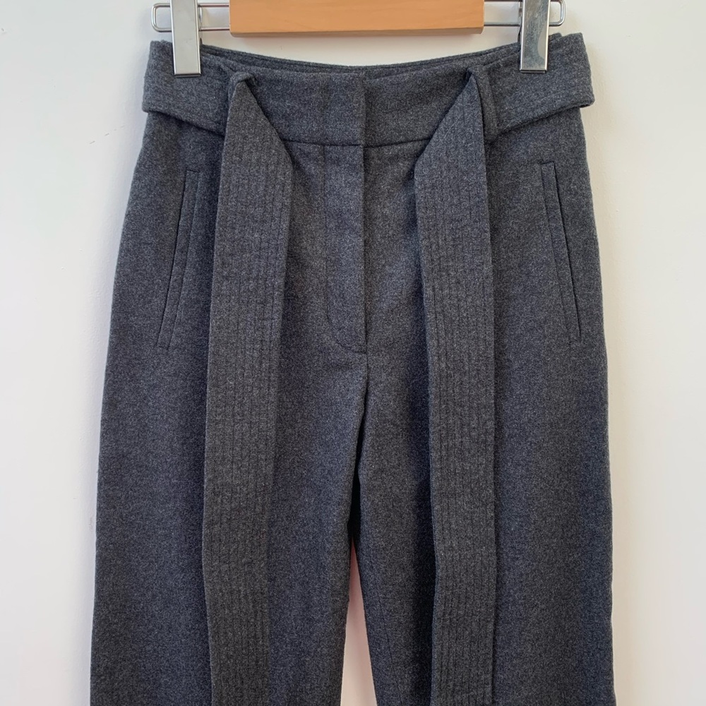 Aritzia Wilfred Jallade Gray Tie Front Cropped Tapered Leg Wool Pants - Picture 9 of 16